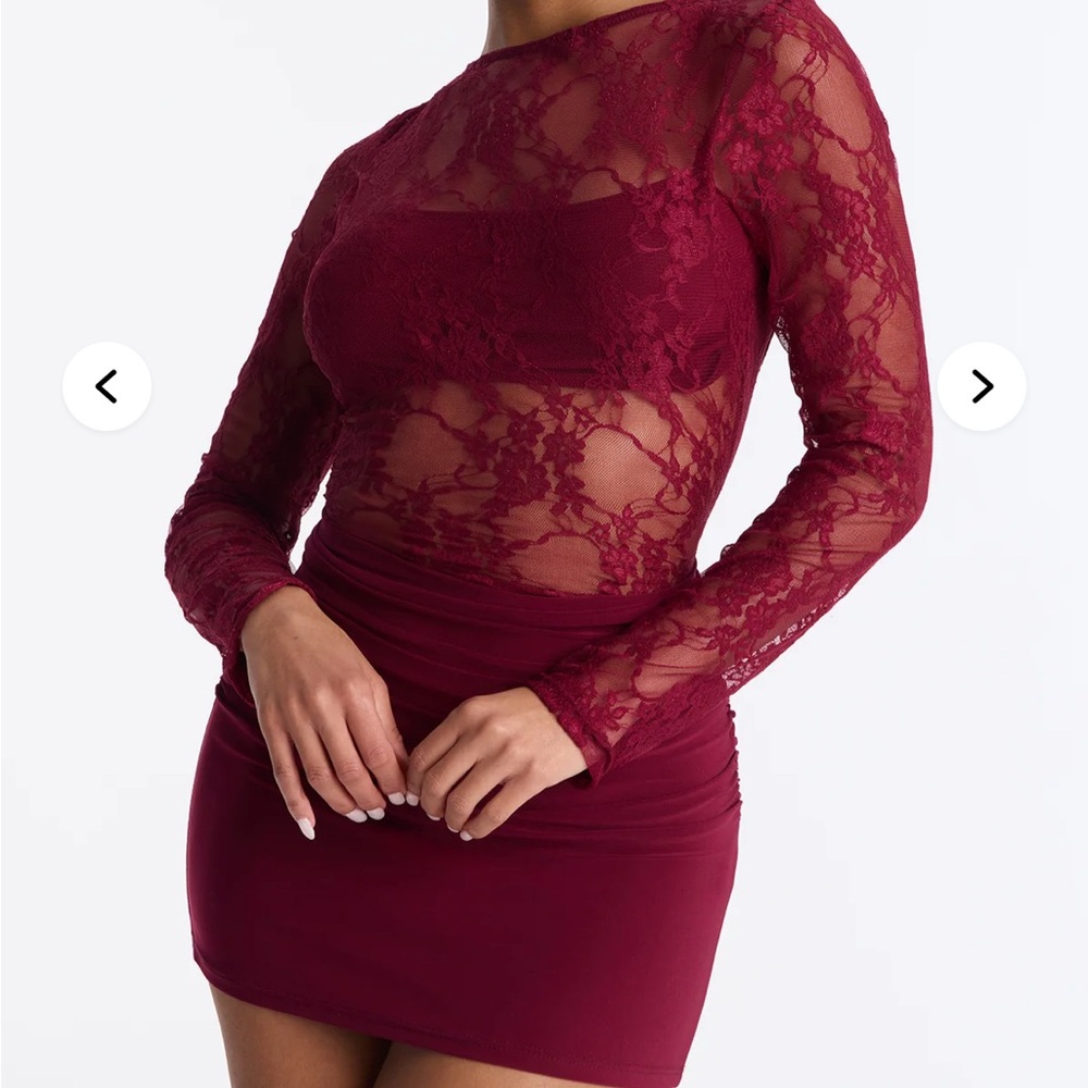 Fashion Nova Burgundy Lace Dress
